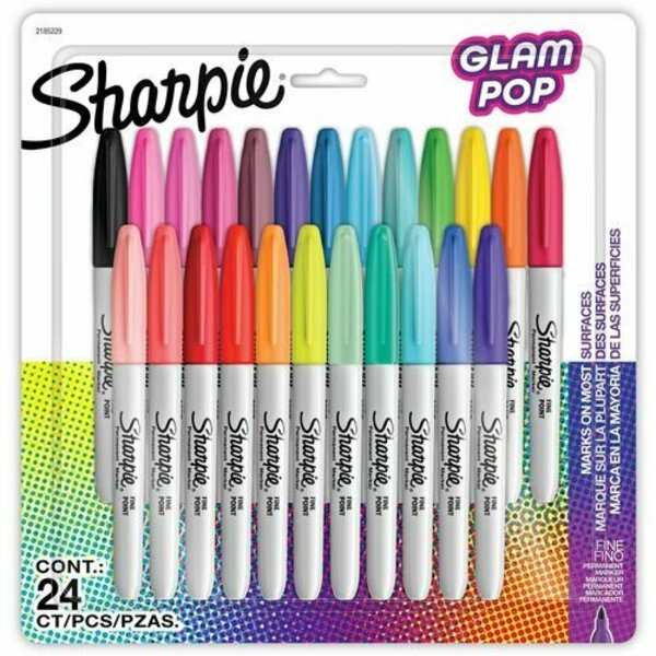 Newell Brands Markers, Permanent, Fine, Glam Pop, AST, 24PK SAN2185229